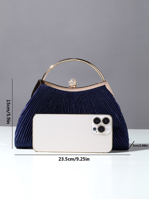 Eropa dan Amerika Serikat RETRO SOLID COLOR PELATED HAND RING FASHION LOCK CLOSED DINNER BAG RANGKET BAG
