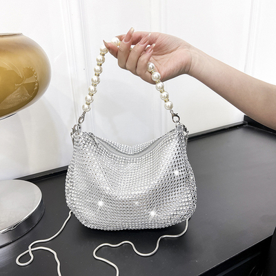 New Pearl Handle imitasi penuh berlian tas tangan tas bahu lintas batas ledakan pesta makan malam tas fashion bahu