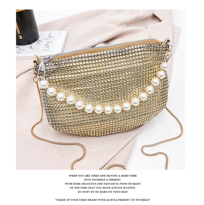 New Pearl Handle imitasi penuh berlian tas tangan tas bahu lintas batas ledakan pesta makan malam tas fashion bahu