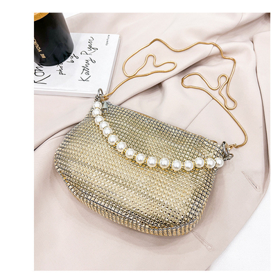 New Pearl Handle imitasi penuh berlian tas tangan tas bahu lintas batas ledakan pesta makan malam tas fashion bahu