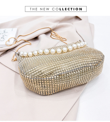 New Pearl Handle imitasi penuh berlian tas tangan tas bahu lintas batas ledakan pesta makan malam tas fashion bahu