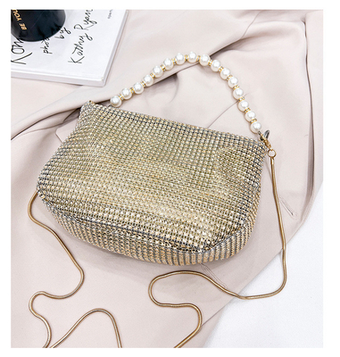 New Pearl Handle imitasi penuh berlian tas tangan tas bahu lintas batas ledakan pesta makan malam tas fashion bahu