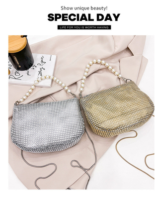 New Pearl Handle imitasi penuh berlian tas tangan tas bahu lintas batas ledakan pesta makan malam tas fashion bahu