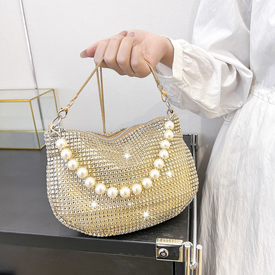 New Pearl Handle imitasi penuh berlian tas tangan tas bahu lintas batas ledakan pesta makan malam tas fashion bahu