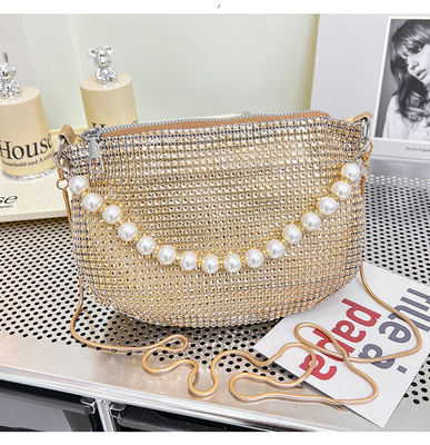 New Pearl Handle imitasi penuh berlian tas tangan tas bahu lintas batas ledakan pesta makan malam tas fashion bahu