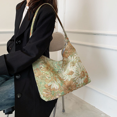 KAPASITAS Besar Tas Wanita Perancis Canvas sederhana Tas Lukisan Minyak Gaya Nasional Tas Bahu TOTE BUCKET BAG
