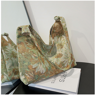 KAPASITAS Besar Tas Wanita Perancis Canvas sederhana Tas Lukisan Minyak Gaya Nasional Tas Bahu TOTE BUCKET BAG
