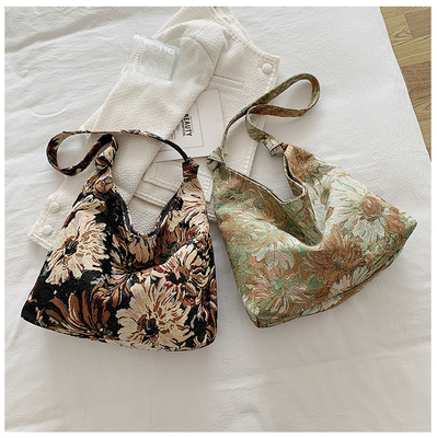 KAPASITAS Besar Tas Wanita Perancis Canvas sederhana Tas Lukisan Minyak Gaya Nasional Tas Bahu TOTE BUCKET BAG