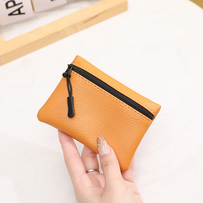 2024 Baru lychee pola ritsleting dompet koin warna padat PU kulit lembut wanita koin tas kartu