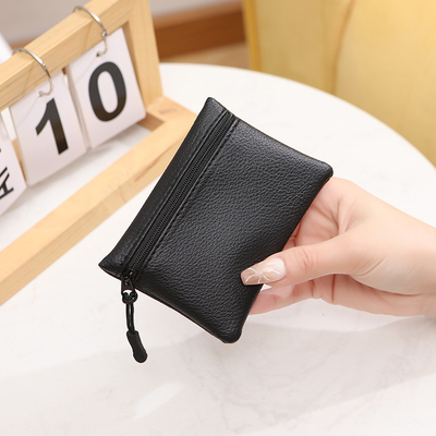 2024 Baru lychee pola ritsleting dompet koin warna padat PU kulit lembut wanita koin tas kartu