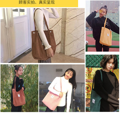 Tas Wanita Mode Sederhana Tas Kelas Kanvas Tas Bahu Kantong Kampus Tas Sepanjang Tubuh Tas Tote Tas