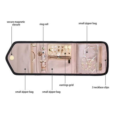 Tas Perhiasan Lipat Tas Perhiasan Portabel Tas Penyimpanan Perhiasan Multi-Cincin Earrings Tas Perhiasan