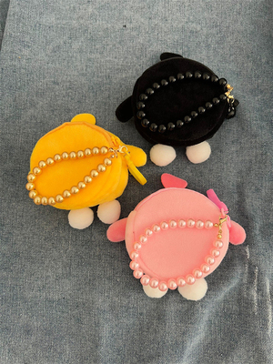 Telur RUND PARTY PLUSH KOIN dompet tas sekolah gantungan earphone penyimpanan tas koin kantong