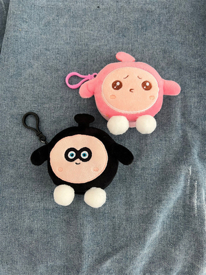 Telur RUND PARTY PLUSH KOIN dompet tas sekolah gantungan earphone penyimpanan tas koin kantong