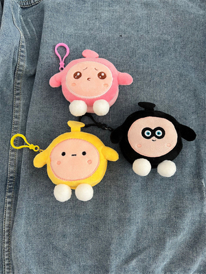 Telur RUND PARTY PLUSH KOIN dompet tas sekolah gantungan earphone penyimpanan tas koin kantong