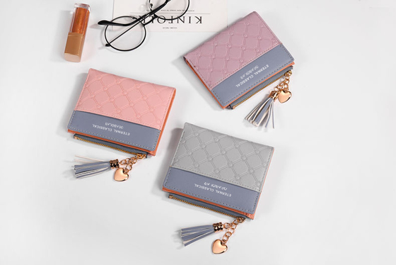 KOREA VERSION OF THE NEW WOMEN'S SHORT WALET PEMBAIKAN COLOR SHORT WALET FRINGE ZIPPER MULTI CARD MOIN WALET dalam stok