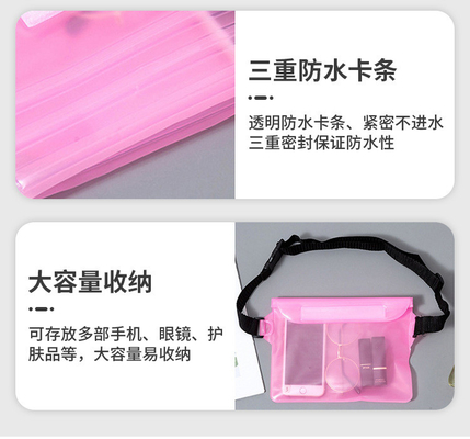 3 Lapisan SEALED Telepon seluler besar waterproof tas miring STRADDLE Berenang waterproof FANNY PACK PVC rafting laut terbuka