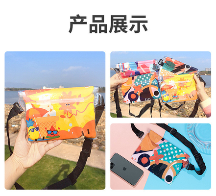 3 Lapisan SEALED Telepon seluler besar waterproof tas miring STRADDLE Berenang waterproof FANNY PACK PVC rafting laut terbuka