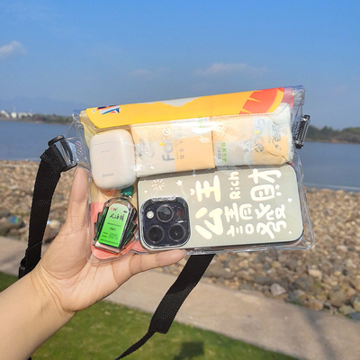 3 Lapisan SEALED Telepon seluler besar waterproof tas miring STRADDLE Berenang waterproof FANNY PACK PVC rafting laut terbuka