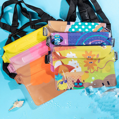3 Lapisan SEALED Telepon seluler besar waterproof tas miring STRADDLE Berenang waterproof FANNY PACK PVC rafting laut terbuka