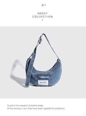 2024 Trans-Border NEW underarms bag NICHE desain retro cuci denim tas senior dompling tas