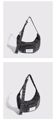 2024 Trans-Border NEW underarms bag NICHE desain retro cuci denim tas senior dompling tas