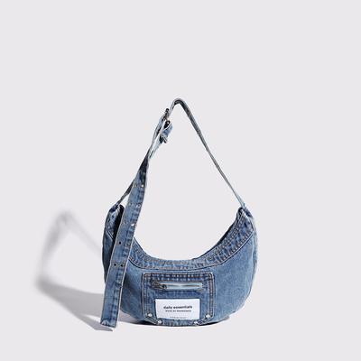 2024 Trans-Border NEW underarms bag NICHE desain retro cuci denim tas senior dompling tas
