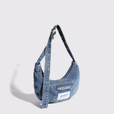 2024 Trans-Border NEW underarms bag NICHE desain retro cuci denim tas senior dompling tas