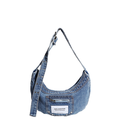 2024 Trans-Border NEW underarms bag NICHE desain retro cuci denim tas senior dompling tas