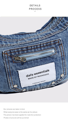 2024 Trans-Border NEW underarms bag NICHE desain retro cuci denim tas senior dompling tas