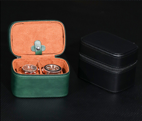TWO WATCH COLLECTION BOX JUWELRY TANGGAL-BORNER STRAP STORAGE Kulit sapi kotak jam tangan kotak perhiasan portabel