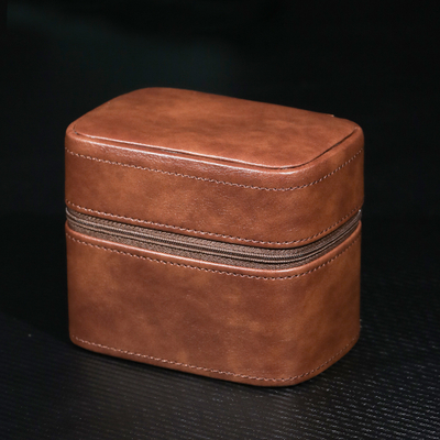 TWO WATCH COLLECTION BOX JUWELRY TANGGAL-BORNER STRAP STORAGE Kulit sapi kotak jam tangan kotak perhiasan portabel