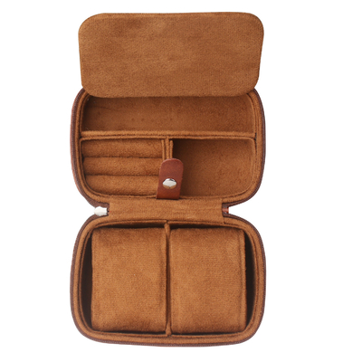 TWO WATCH COLLECTION BOX JUWELRY TANGGAL-BORNER STRAP STORAGE Kulit sapi kotak jam tangan kotak perhiasan portabel