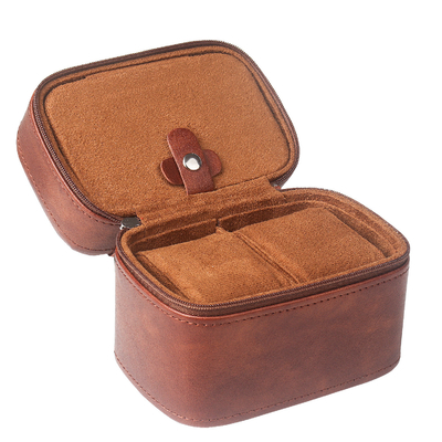 TWO WATCH COLLECTION BOX JUWELRY TANGGAL-BORNER STRAP STORAGE Kulit sapi kotak jam tangan kotak perhiasan portabel