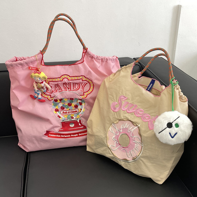 Tas belanja yang bisa digunakan kembali tas tangan nylon tangan punggung bahu tas tubuh silang untuk wanita