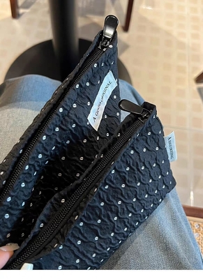 POLKA DOT BLACK MAKEUP BAG GOLD SKINCARE Storage BAG membawa koin portabel dompet perjalanan cuci