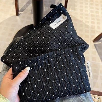 POLKA DOT BLACK MAKEUP BAG GOLD SKINCARE Storage BAG membawa koin portabel dompet perjalanan cuci