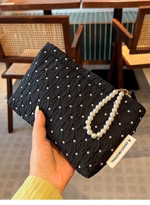 POLKA DOT BLACK MAKEUP BAG GOLD SKINCARE Storage BAG membawa koin portabel dompet perjalanan cuci