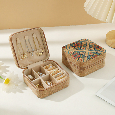 ORIGINAL PREMIUM Cork Perhiasan Kotak portabel Earrings Perjalanan cincin kalung Kotak penyimpanan