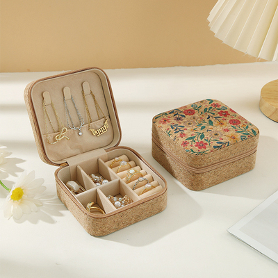 ORIGINAL PREMIUM Cork Perhiasan Kotak portabel Earrings Perjalanan cincin kalung Kotak penyimpanan