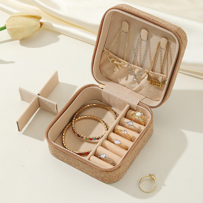 ORIGINAL PREMIUM Cork Perhiasan Kotak portabel Earrings Perjalanan cincin kalung Kotak penyimpanan