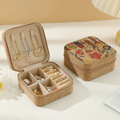 ORIGINAL PREMIUM Cork Perhiasan Kotak portabel Earrings Perjalanan cincin kalung Kotak penyimpanan