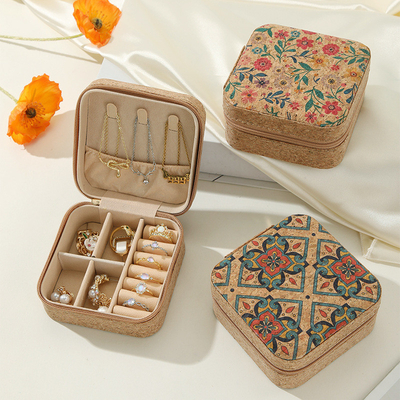 ORIGINAL PREMIUM Cork Perhiasan Kotak portabel Earrings Perjalanan cincin kalung Kotak penyimpanan