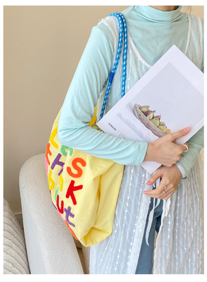 Tas KOPI KAPASITAS besar gaya Korea dalam semua-dalam-satu tas bahu wanita tangan membawa tas belanja portabel