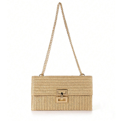 NEW HOLIDAY WIND MULTI-LAYER CHAIN CLAMSHELL LOCK STRAW BAG BAG BAG BAG BORNER BAG Wanita