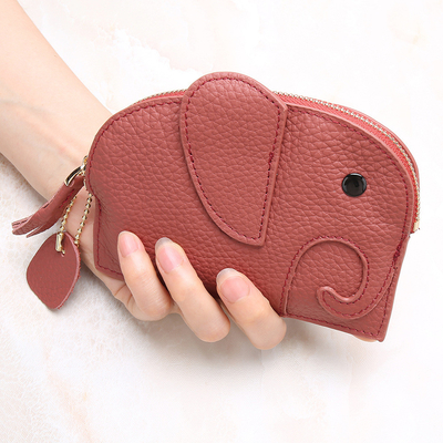 Lapisan pertama kulit sapi dompet koin wanita baru gajah kreatif TASSEL zipper tas kulit kunci tas koin tas