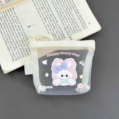 Karikatur NET KOIN dompet CUT CHANGE Storage BAG transparan SIM PORTABLE POCKET AMVELOPE MERAH MINI penyimpanan tas