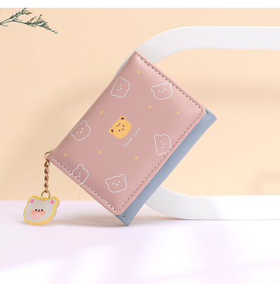 Dompet kecil wanita dompet pendek gaya gadis mahasiswa mode kartun koin dompet grosir dompet klip wanita
