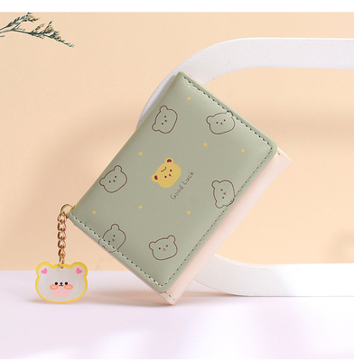 Dompet kecil wanita dompet pendek gaya gadis mahasiswa mode kartun koin dompet grosir dompet klip wanita