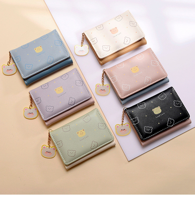 Dompet kecil wanita dompet pendek gaya gadis mahasiswa mode kartun koin dompet grosir dompet klip wanita